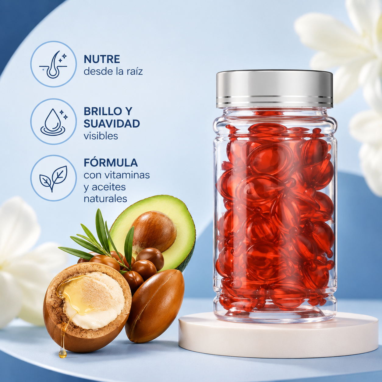 Cápsulas aceite cabello